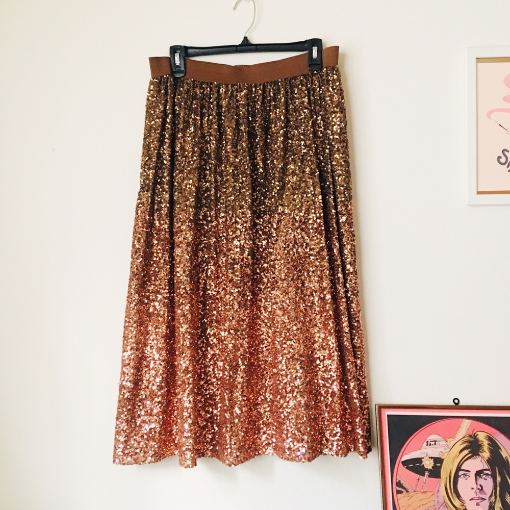 Lauren Conrad Sequin Skirt in Copper